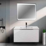 Ronta White MDF Minimal Wall Hung Bathroom Furniture SET 100×52