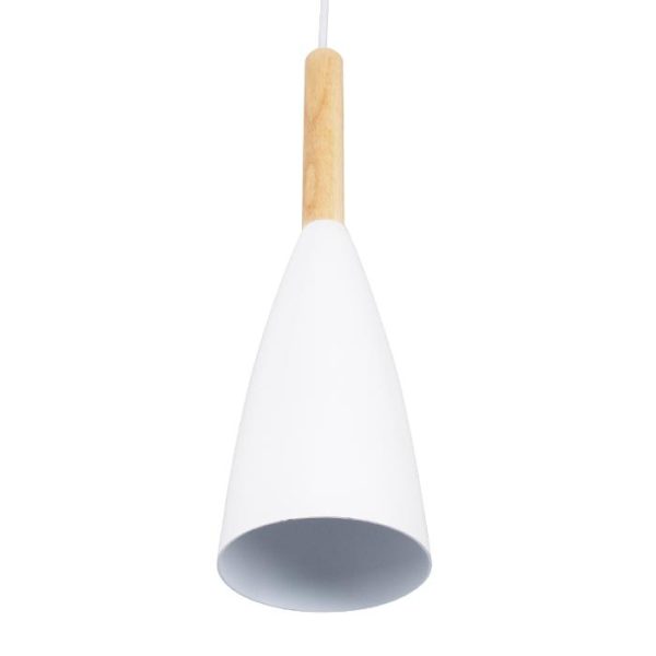 3-Light Hanging Modern White Pendant Light with Beige Wood 00631 DILLON