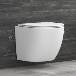 White Matt Wall Hung Toilet Back to Wall with Soft Close Slim Seat 37×49 Karag Milos LT 046E-NRMW