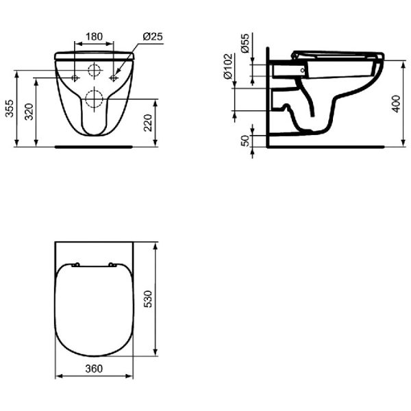 Λεκανες τουαλετασ μπανιου κρεμαστες με καλυμμα Soft Close Ideal Standard T3311 Tempo