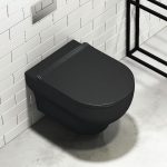 Κρεμαστες λεκανες τουαλετας μπανιου μαυρες ματ rimless Orabella Clear 50×36