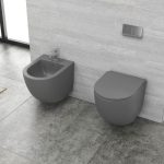 Modern Grey Matt Wall Hung Back to Wall Toilet and Bidet Karag Milos
