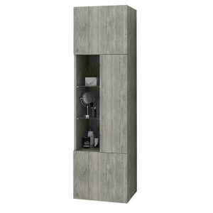 Drop Ritmo Instinct Smoked Oak Modern Wall Hung Bathroom Storage Cabinet 40x32x140
