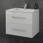 Wall hung 2 drawer vanity unit with wash basin Drop Torino 60 White