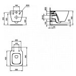 Κρεμαστη λεκανη μπανιου τετραγωνη με καλυμμα SC STRADA II Aquablade IDEAL STANDARD