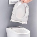 Geberit ONE wall-mounted washdown toilet with toilet seat chrome, with KeraTect