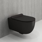 Black Matt Rimless Wall Hung Toilet with Quick Release Soft Close Slim Seat 36×49 Bocchi V-Tondo