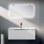 Ronta New White MDF Wall Hung Bathroom Furniture Set 100×45