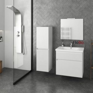 Drop Instinct White 65 MDF Wall Hung Vanity Unit with Wash Basin and Mirror