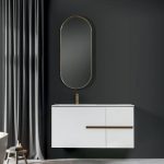 Modern White Gloss MDF Wall Hung Bathroom Furniture Set 120x50 Four 120
