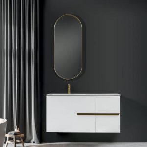 Modern White Gloss MDF Wall Hung Bathroom Furniture Set 120x50 Four 120