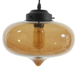 Industrial Pendant Ceiling Light Brown Tinted Glass Pomegranate 01029 Teardrop