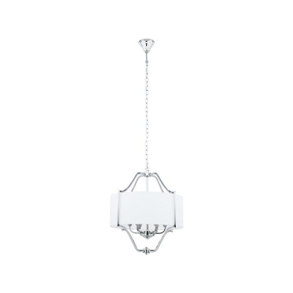 Neoclassic 6-Light White Fabric Hanging Ceiling Light Nuntucet VI