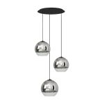 Modern 3-Light Chrome Glass Pendant Ceiling Light with Three Globed Shades Globe Plus