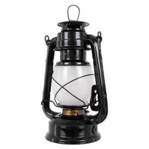 Vintage Black Rechargeable Led Lantern Table Lamp with Flame Effect 76546