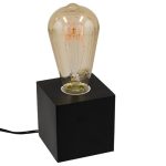 Rustic Black Wooden Decorative Cube Table Lamp 99407