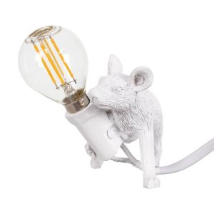 Modern White 1-Light Childrens Table Lamp with Mouse Shape 00676