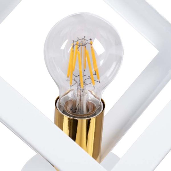 Minimal Modern 1-Light Square White Metal Semi - Flush Mount Ceiling Light bulb base 00800 globostar