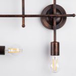 Minimal Vintage 6-Light Metal Copper Linear Wall Sconce – Ceiling Light bulb and base 00665 globostar