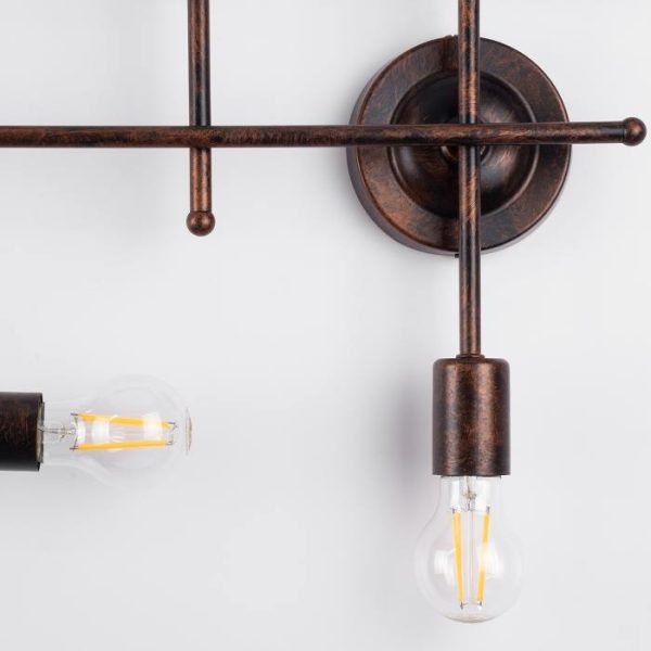 Minimal Vintage 6-Light Metal Copper Linear Wall Sconce - Ceiling Light bulb and base 00665 globostar