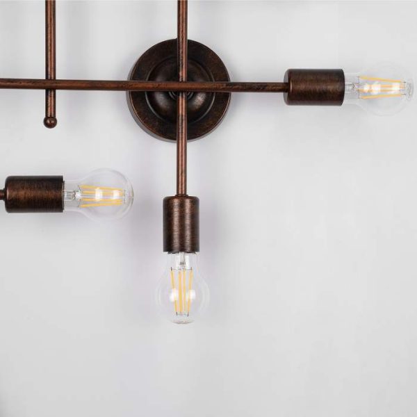 Minimal 12-Light Copper Linear Vintage Metallic Wall Lamp 00668 PIPING globostar