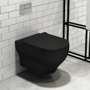 Λεκάνες τουαλέτας μαύρες κρεμαστές με λεπτό κάλυμμα Clear nero matt