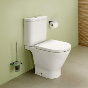 Roca The Gap Round Rimless Close Coupled Toilet with Soft Close Seat 37x65,5