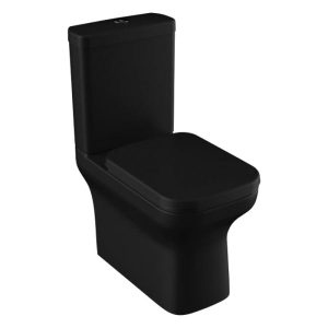 Ariston Black Matt Square Close Coupled Toilet with Soft Close Seat 36x64