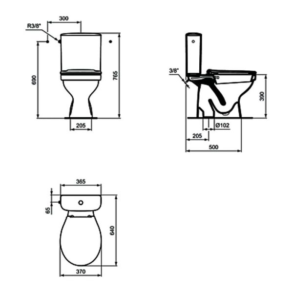 Λεκανη τουαλετας μπανιου με συστημα μπιντε 2 σε 1 κατω σιφονι IdealStandard Vidima Ulysse
