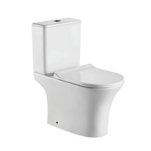 1217A Rimless Curve Close Coupled Toilet with Soft Close Seat 34x65