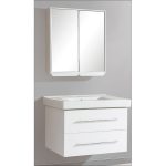 PVC Wall Hung 2 Drawer Vanity Unit with Wash Basin & Mirror 82×48 Orno Up White