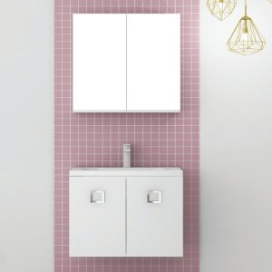 Orabella Mood Modern MDF White Wall Hung Bathroom Furniture Set 60x45