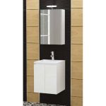 Verona 40 White Drop Wall hung 2 door vanity unit with slim washbasin & mirror set 41×41