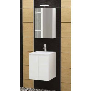 Drop Verona 40 White Wall Hung Bathroom Furniture with Slim Wash Basin Set 41x41