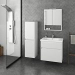 Drop Instinct White 65 MDF Wall Hung Vanity Unit with Wash Basin and 2 Door Storage Mirror
