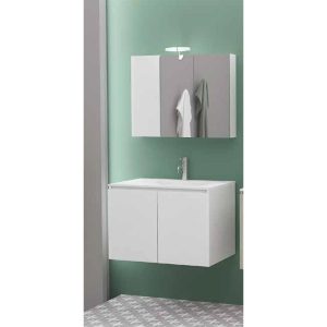 Drop Verona 75 White Wall Hung Bathroom Furniture with Slim Wash Basin Set 77x47