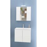 Verona 60 White Drop Wall hung 2 door vanity unit with slim washbasin & mirror set 62×47