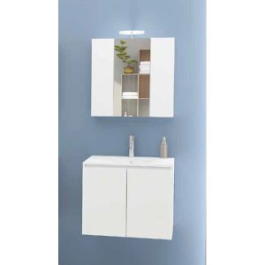 Drop Verona 60 White Wall Hung Bathroom Furniture with Slim Wash Basin Set 62x47