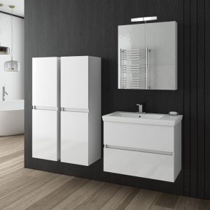 Drop Luxus White MDF Wall Hung Vanity Unit with Wash Basin Set 71x44