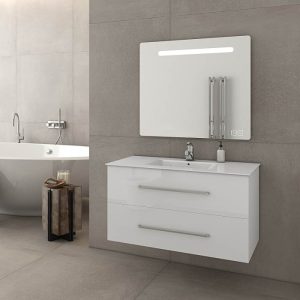 Drop Torino White MDF Wall Hung Vanity Unit with Washbasin Set 91x46