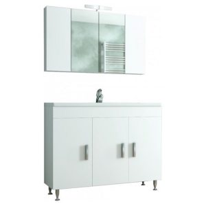 Drop Roma 100 White Floor Standing Bathroom Furniture with Slim Washbasin Set 100x39