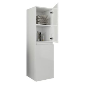Drop Luxus Senso Modern White MDF Wall Hung Bathroom Storage Cabinet 34x34x118