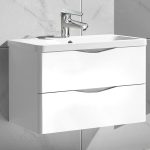 White PVC Wall Hung 2 Drawer Vanity Unit with Wash Basin 81×48 Magia
