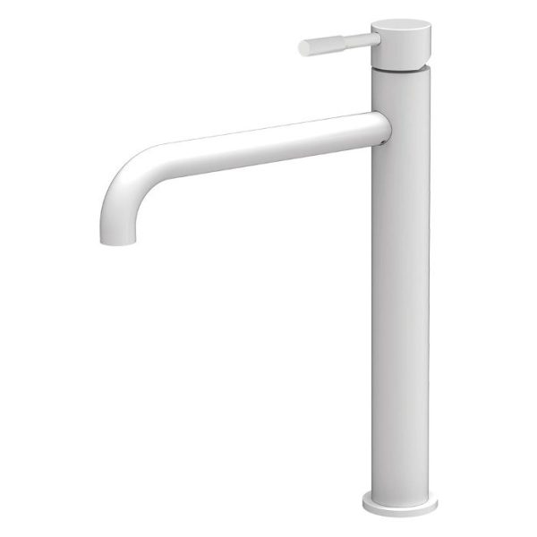White Mat Tall Italian Basin Mixer Tap with Waste 12507-300 New Tech La Torre
