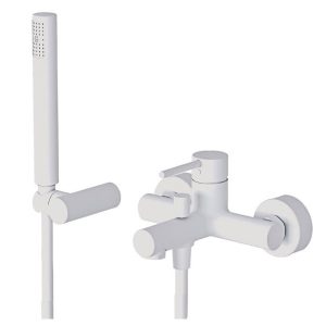 White Wall Mounted Bath Shower Mixer with Shower Kit 145210-300 Tonda Eurorama