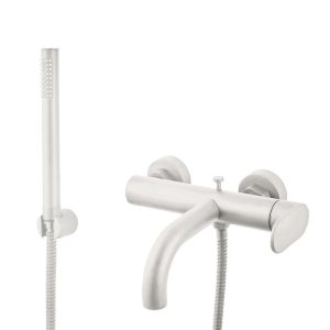 Modern White Mat Wall Mounted Bath Shower Mixer and Kit 500100-300 Slim Armando Vicario