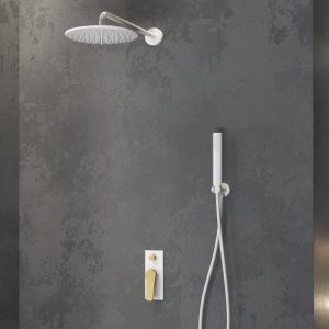 Modern White Mat Concealed Shower Mixer Set 2 Outlets Set Andare Bianco Bronze