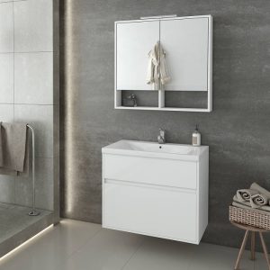 Drop Instinct White MDF Wall Hung Vanity Unit with Wash Basin Set 80x46