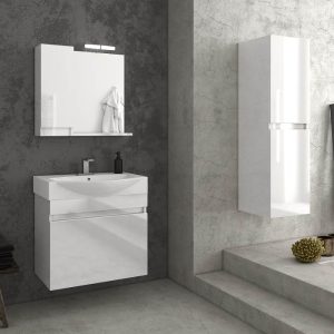 Drop Senso White MDF Wall Hung Vanity Unit with Washbasin & Mirror 65x50