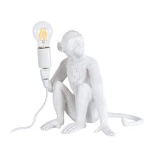 Modern 1-Light White Monkey Shaped Desk Table Lamp 01808 Apes Globostar